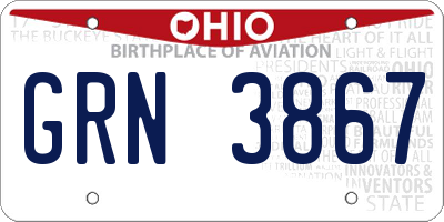 OH license plate GRN3867