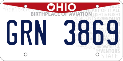 OH license plate GRN3869