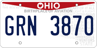 OH license plate GRN3870