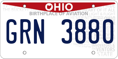 OH license plate GRN3880