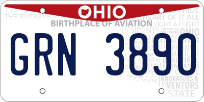 OH license plate GRN3890