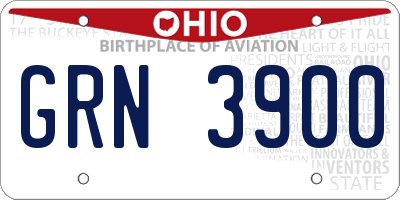 OH license plate GRN3900