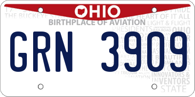 OH license plate GRN3909