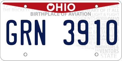 OH license plate GRN3910