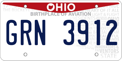 OH license plate GRN3912
