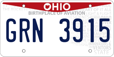OH license plate GRN3915