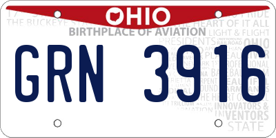 OH license plate GRN3916