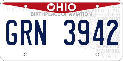 OH license plate GRN3942