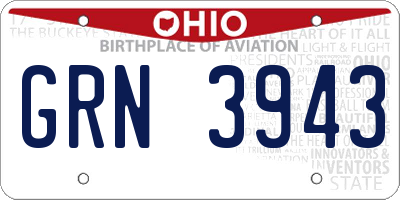 OH license plate GRN3943