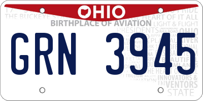 OH license plate GRN3945