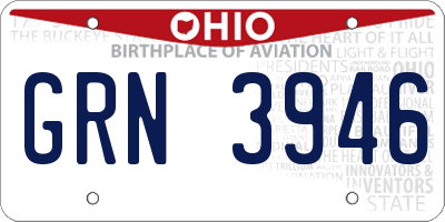 OH license plate GRN3946
