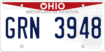 OH license plate GRN3948