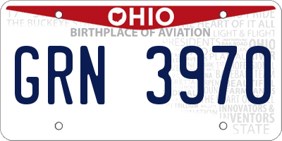 OH license plate GRN3970