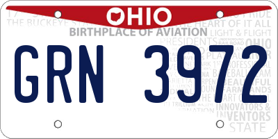 OH license plate GRN3972