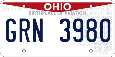 OH license plate GRN3980
