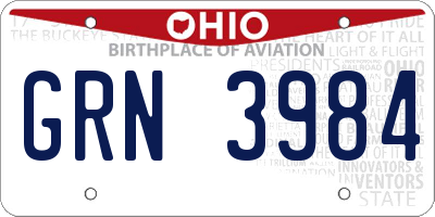 OH license plate GRN3984