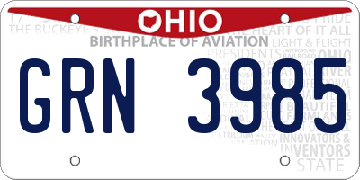 OH license plate GRN3985