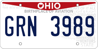 OH license plate GRN3989
