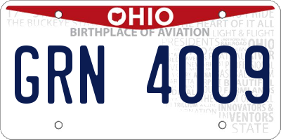 OH license plate GRN4009