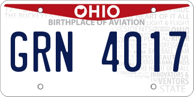 OH license plate GRN4017