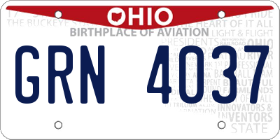 OH license plate GRN4037