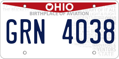 OH license plate GRN4038