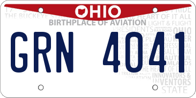 OH license plate GRN4041