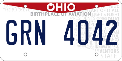 OH license plate GRN4042