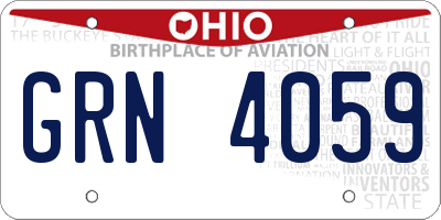 OH license plate GRN4059