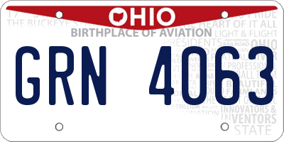 OH license plate GRN4063