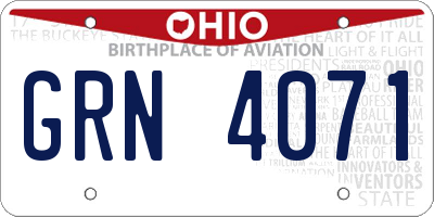 OH license plate GRN4071