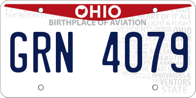 OH license plate GRN4079