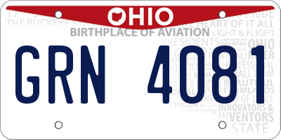 OH license plate GRN4081