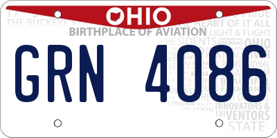 OH license plate GRN4086