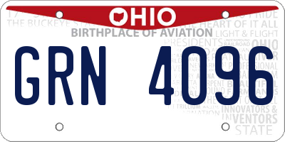 OH license plate GRN4096
