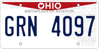 OH license plate GRN4097