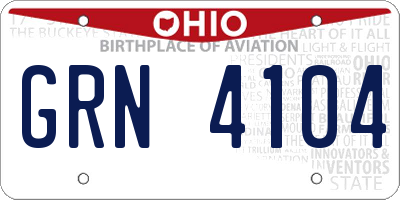 OH license plate GRN4104
