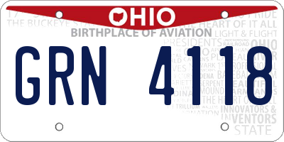 OH license plate GRN4118