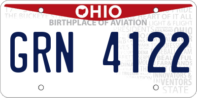 OH license plate GRN4122