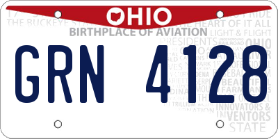 OH license plate GRN4128