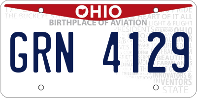OH license plate GRN4129