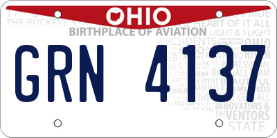 OH license plate GRN4137