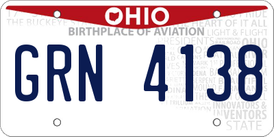 OH license plate GRN4138