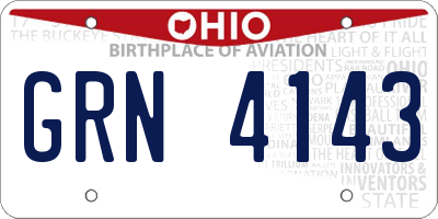 OH license plate GRN4143