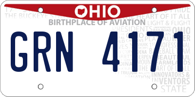 OH license plate GRN4171