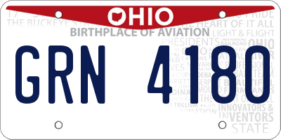 OH license plate GRN4180