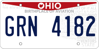 OH license plate GRN4182