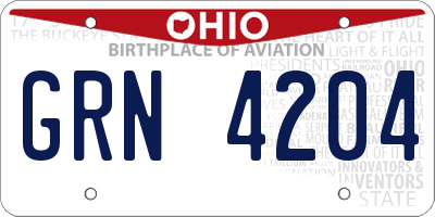 OH license plate GRN4204