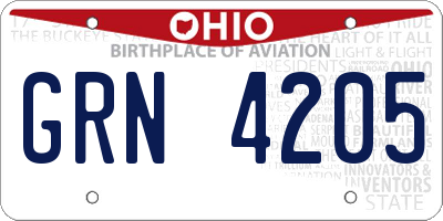 OH license plate GRN4205