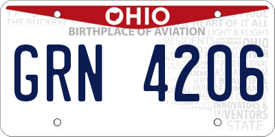 OH license plate GRN4206